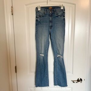 Mother Denim Hustler ankle fray distressed high waisted denim size 26.